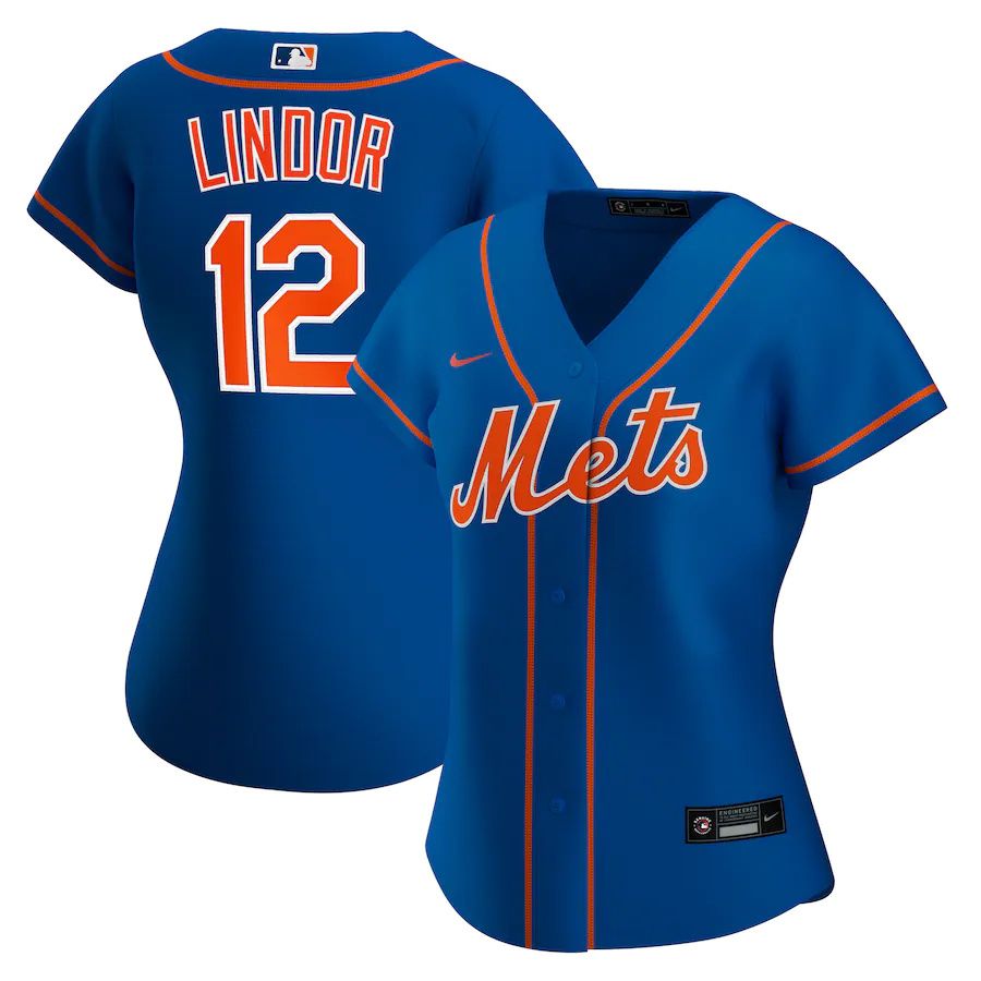 Cheap Womens New York Mets 12 Francisco Lindor Nike Royal Alternate Replica Player MLB Jerseys